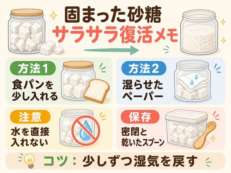 固まった砂糖をサラサラに戻す方法まとめ