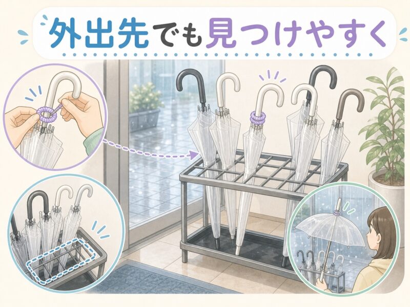 外出先でビニール傘を見分けやすくするコツ