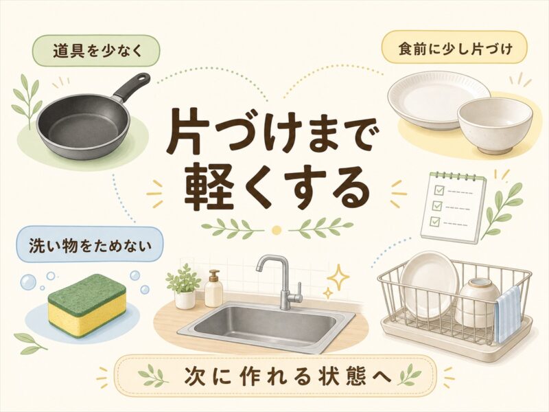 片づけまで含めて自炊を軽くする