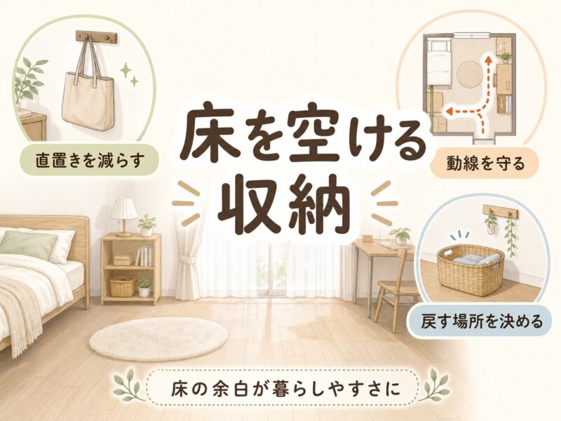 狭い部屋の収納は床を空けることから考える