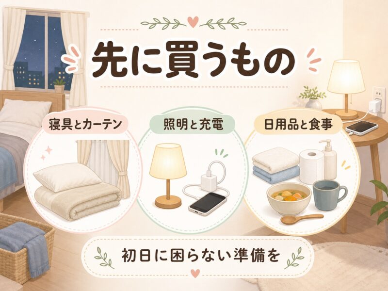 新生活で先に買うものは初日に困るもの