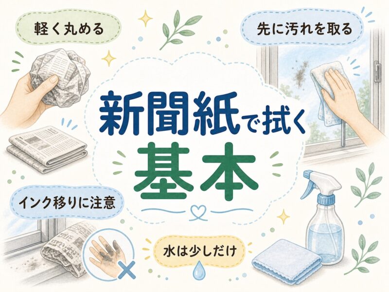 新聞紙で窓ガラスを拭くときの基本