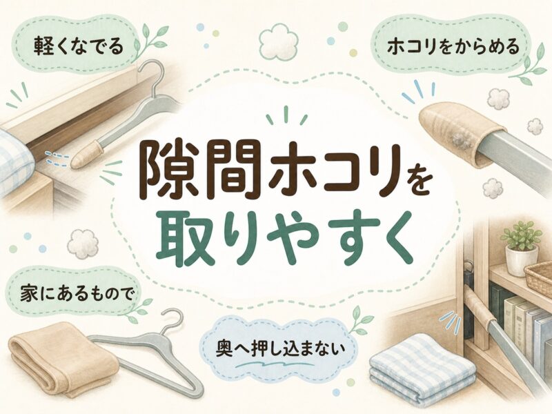 ストッキングとハンガーで隙間ホコリを取りやすくする