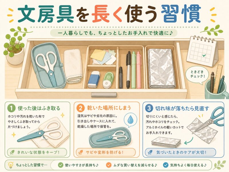 一人暮らしで文房具を長く使うお手入れ習慣