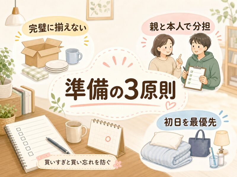 まず押さえたい、一人暮らし準備の3原則