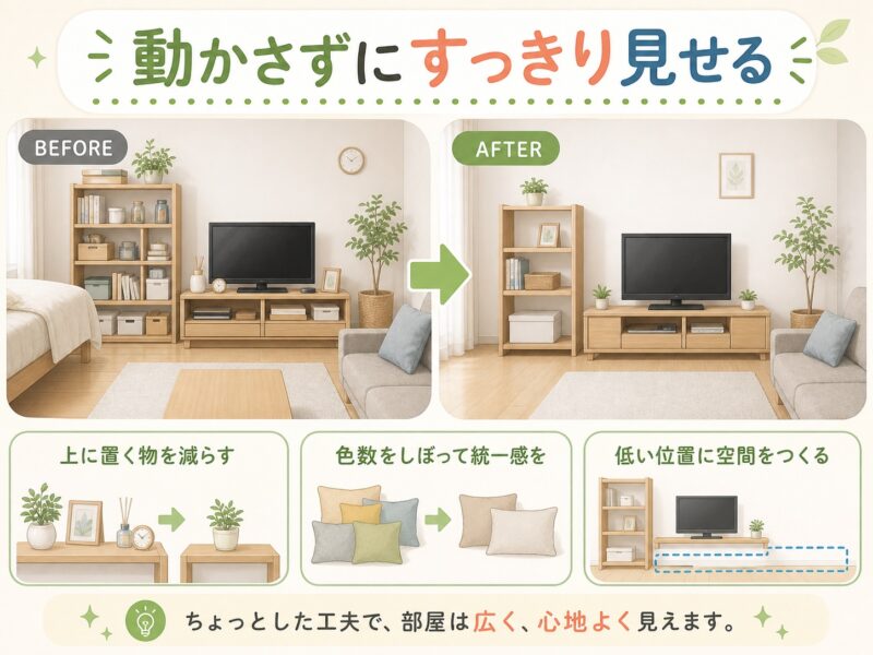 家具を動かさずに部屋を広く見せる工夫