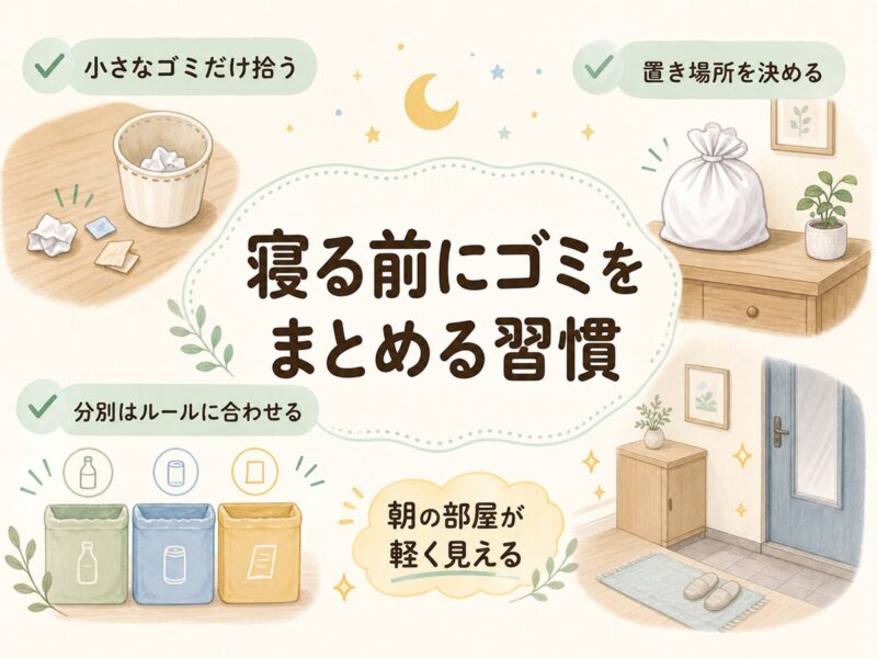 寝る前にゴミをまとめる