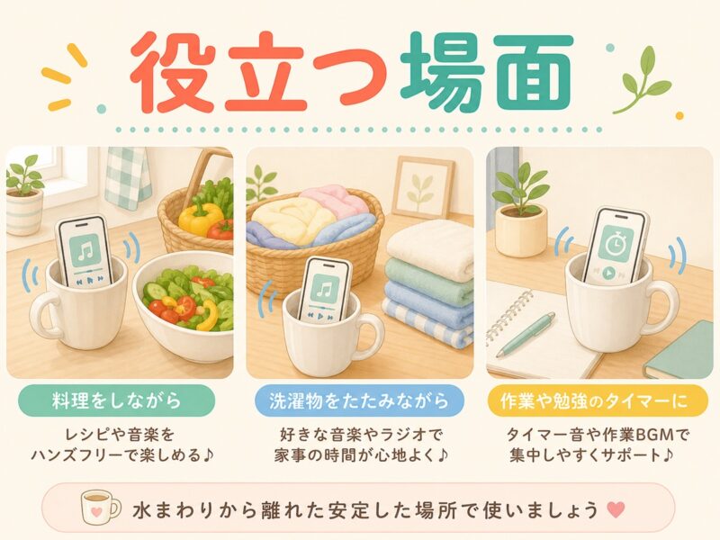 マグカップ簡易スピーカーが役立つ場面