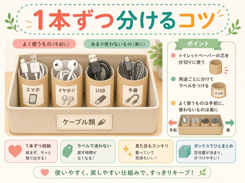 コードやケーブルを1本ずつ分けるコツ