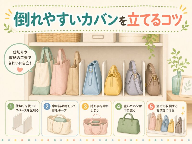 倒れやすいカバンを立てるときのコツ