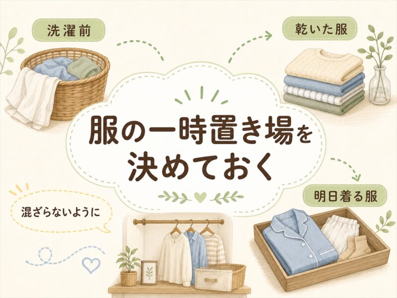 洗濯物と服の一時置き場を決めておく