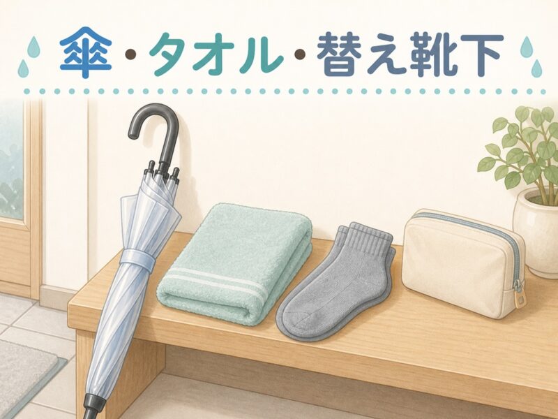雨の日の持ち物は傘・タオル・替え靴下が基本