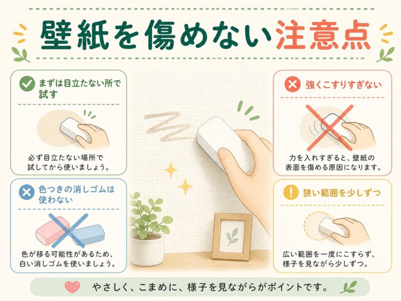 消しゴム掃除で壁紙を傷めないための注意点