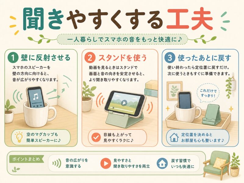 一人暮らしでスマホ音声を聞きやすくする工夫