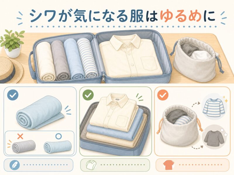 シワを抑えてパッキングするための注意点