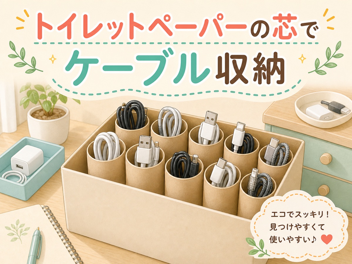 トイレットペーパーの芯で作る「コード・ケーブル」のすっきり収納