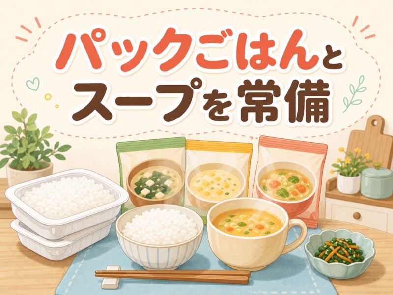 パックごはんとスープを常備すると食事にしやすい