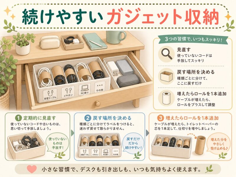 一人暮らしのガジェット収納を続けやすくする工夫