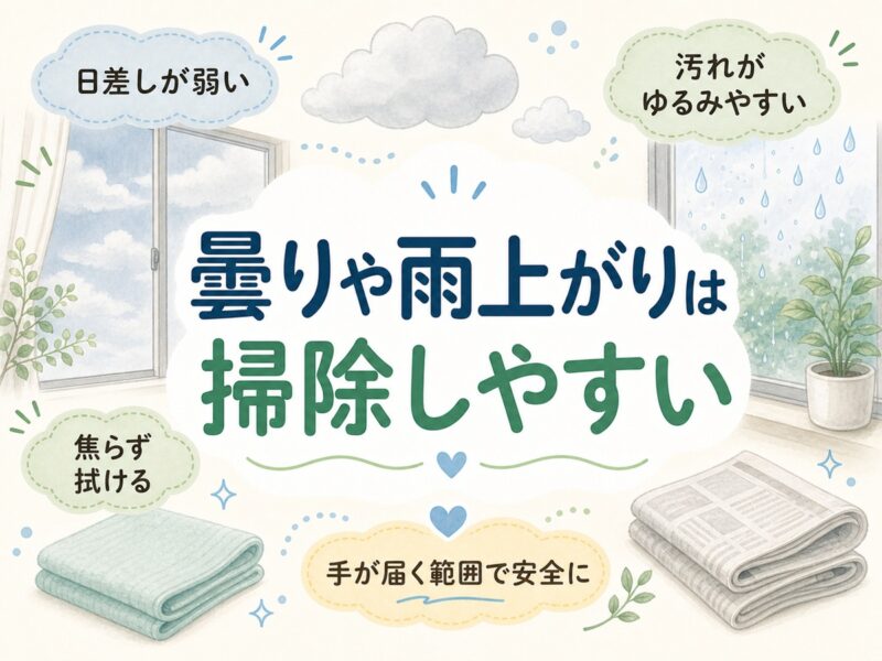 窓ガラスの掃除は曇りや雨上がり翌朝