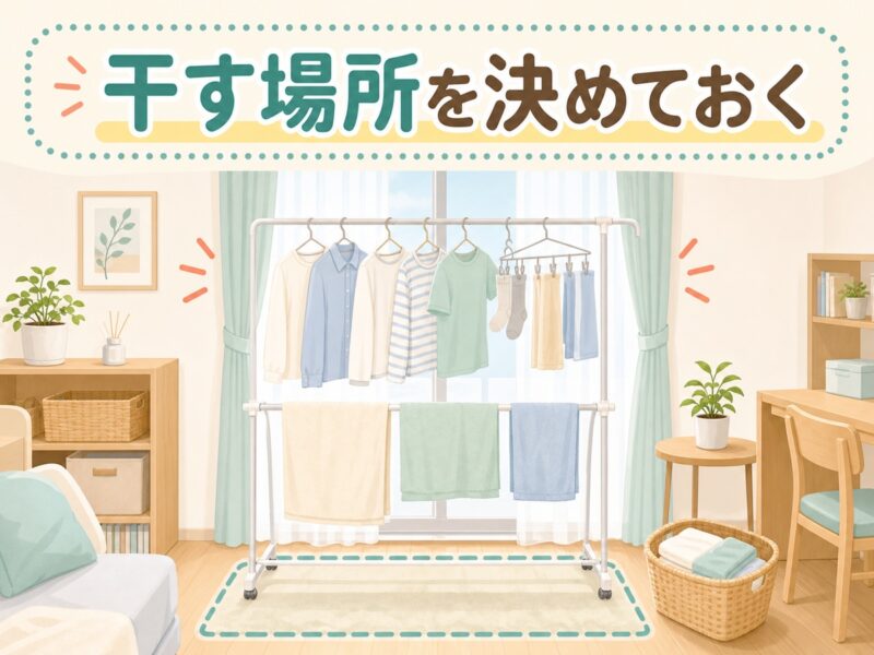 干す場所を決めておくと洗濯の負担が減る