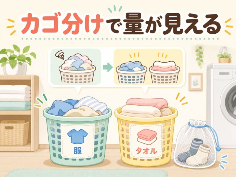 洗濯カゴを分けるとたまる前に気づきやすい