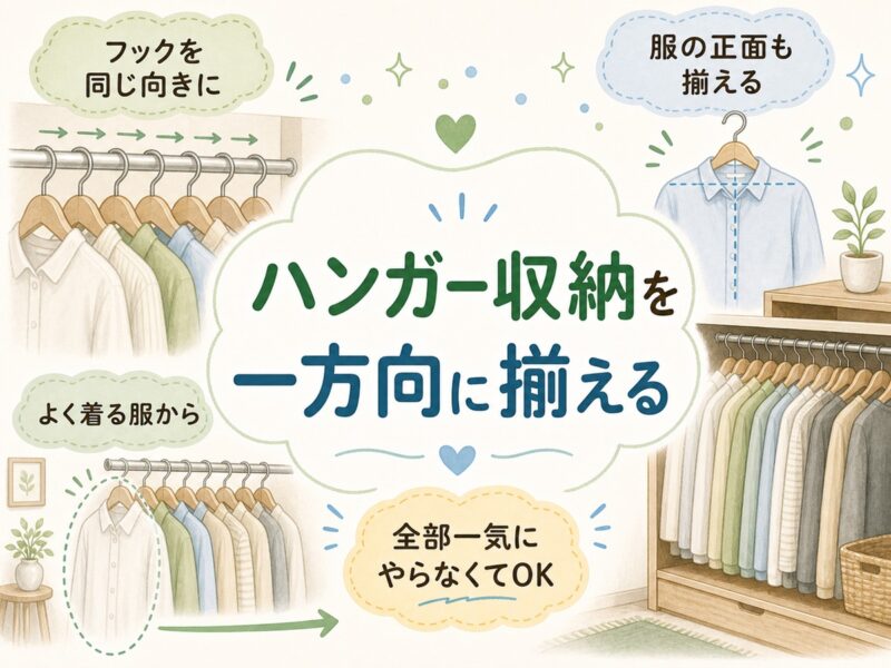 ハンガー収納を一方向に揃える方法