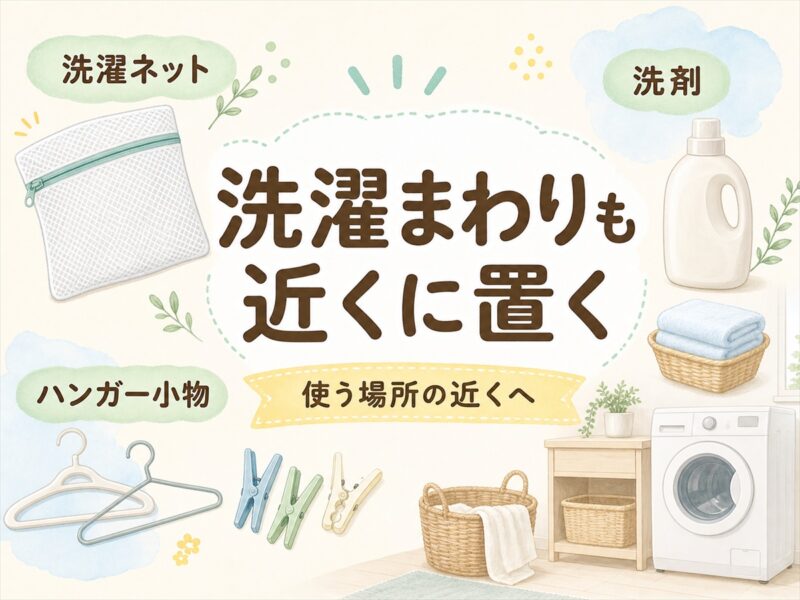 洗濯ネットと洗濯まわりの小物も置いておく