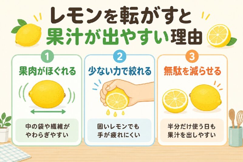 レモンを転がすと果汁が出やすい理由