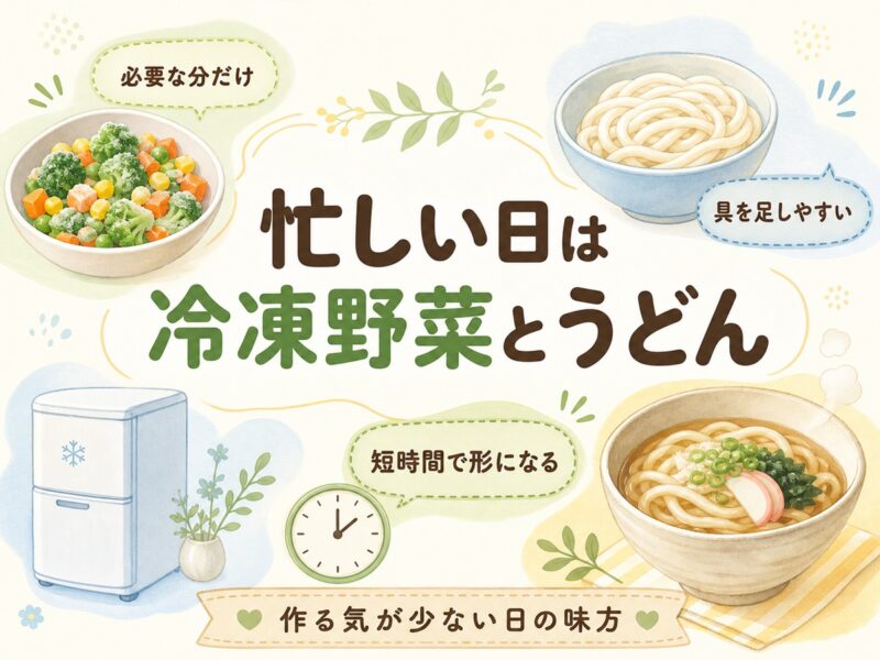 冷凍野菜とうどんは忙しい日の自炊に使いやすい