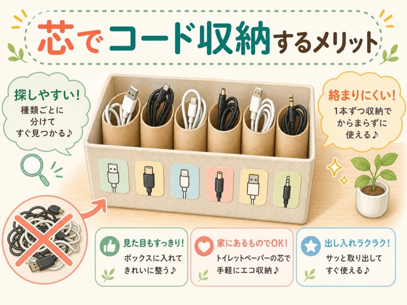 トイレットペーパーの芯でコード収納を作るメリット