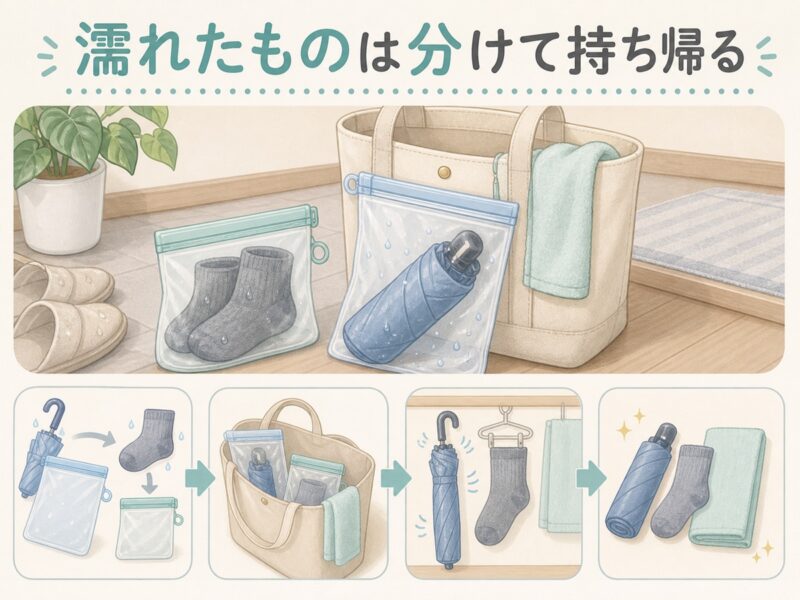 濡れたものを持ち帰るための準備もしておく