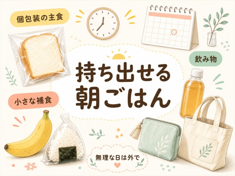 食べられない朝のために持ち出せるものも用意する