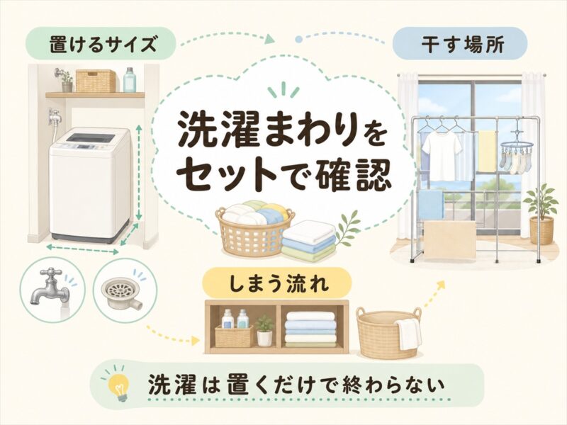 洗濯機置き場と干す場所は家事のしやすさに直結する