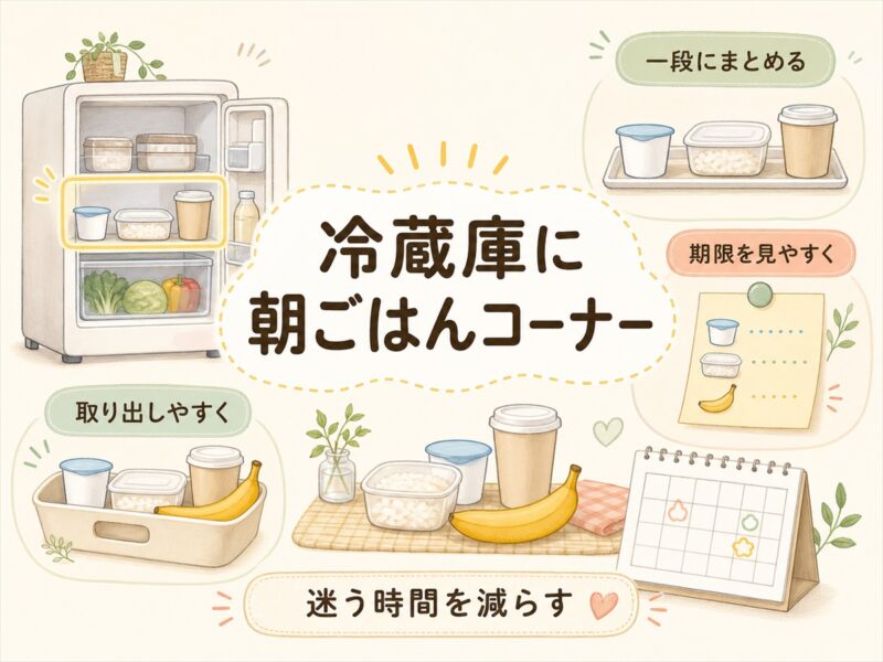 冷蔵庫の中に朝ごはんコーナーを作る