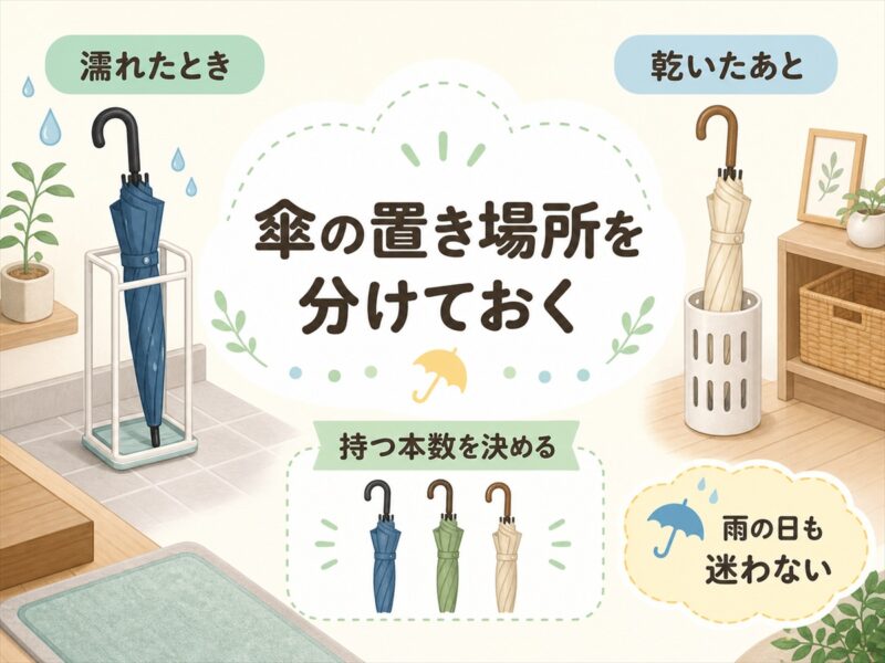 傘は濡れたときと乾いたあとで置き場所を分ける