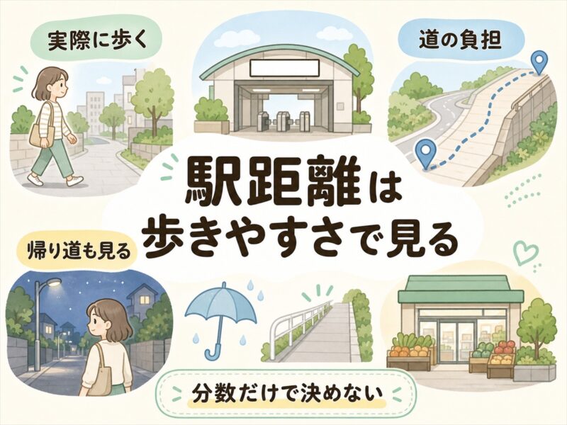 駅からの距離は時間だけでなく道の歩きやすさを見る