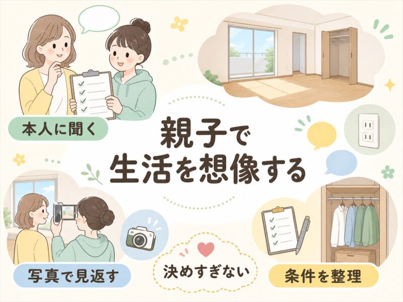 内見では親が決めすぎず本人の生活を想像して話す